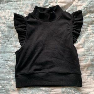 Mock neck Flutter Sleeve Crop